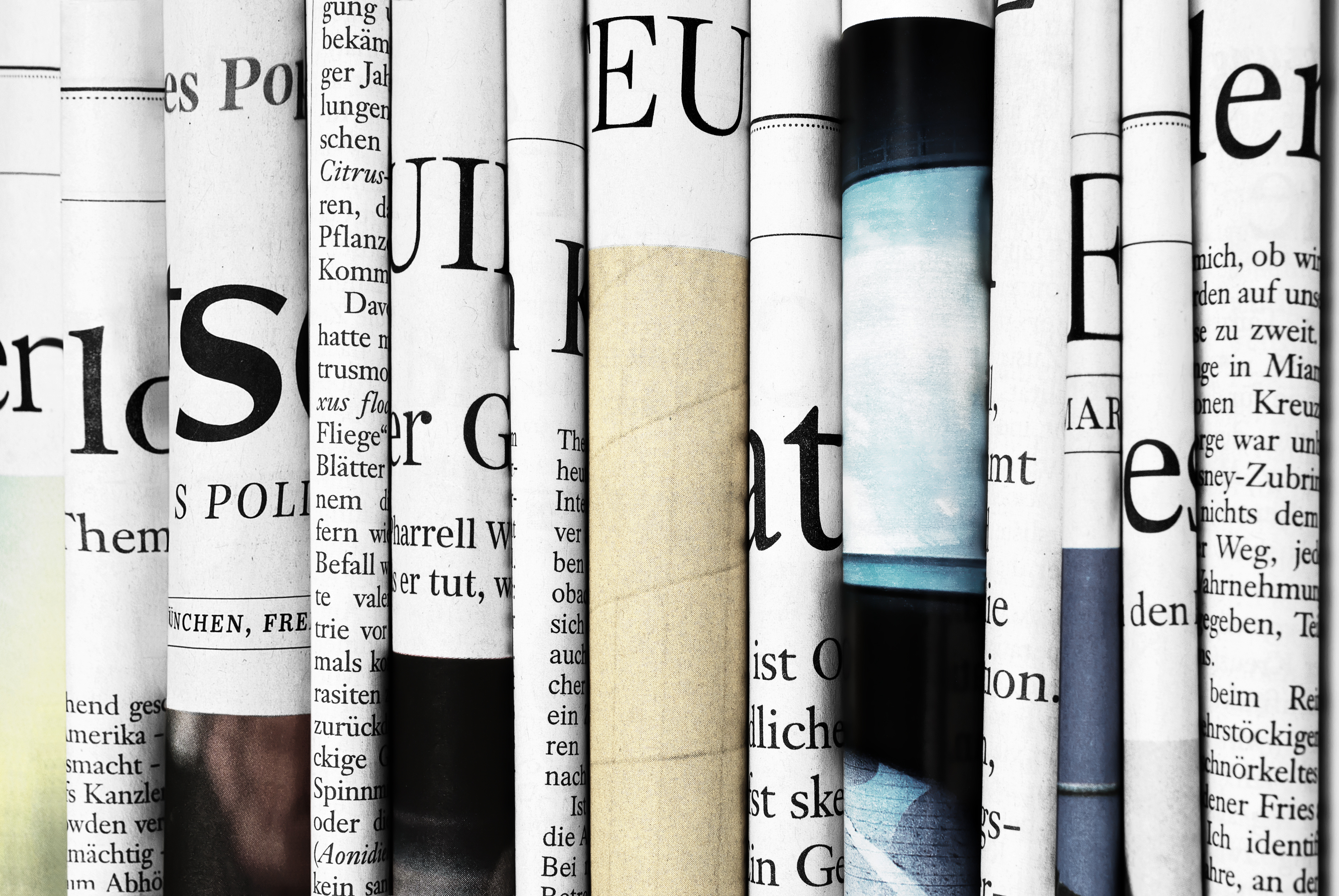 Close-up of folded newspapers
